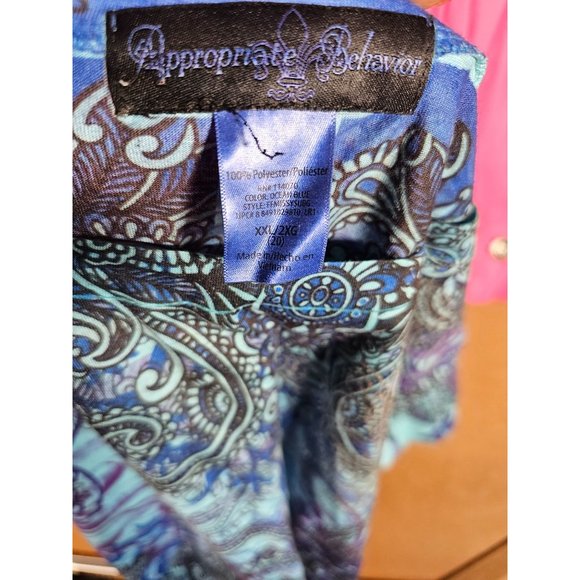 Appropriate Behavior Blouse /Shirt Ocean Blue 100% Polyester Women Size XX-Large - Picture 2 of 5